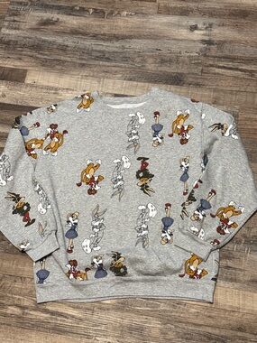 Warner Brothers 100 Looney Tunes X Wizard of Oz Characters Sweatshirt XL